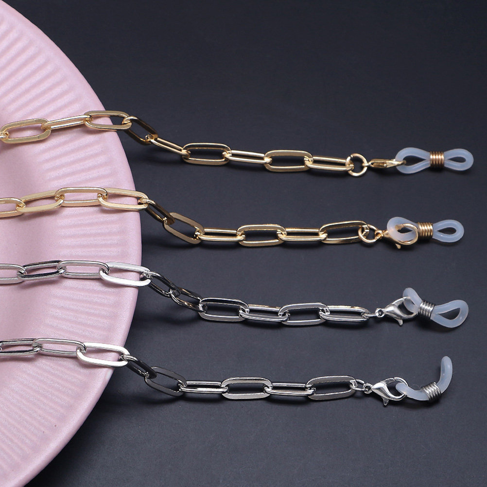 Mask Chain Holder - สายคล้องแว่นตาและหน้ากากอนามัยแบบคลิปหนีบกระดาษโลหะสีทอง สายกันหาย สำหรับเดินป่า ออกกำลังกาย และกิจกรรมกลางแจ้ง